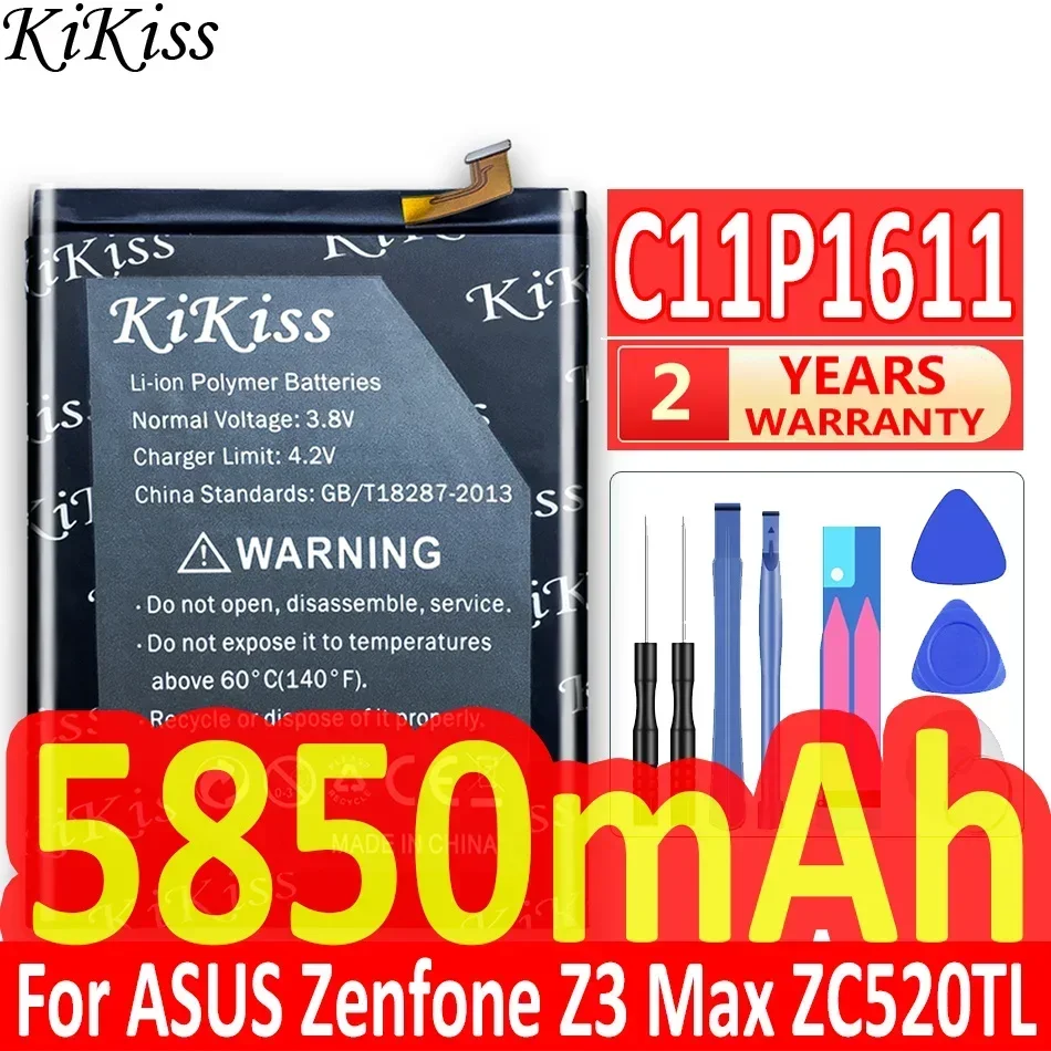 KiKiss Batterij 5850mAh Nieuwe Big Power voor ASUS Zenfone 3 Max MAX ZC520TL PegASUS 3X008 X008D Z01B Smartphone C11P1611 Zenfone3