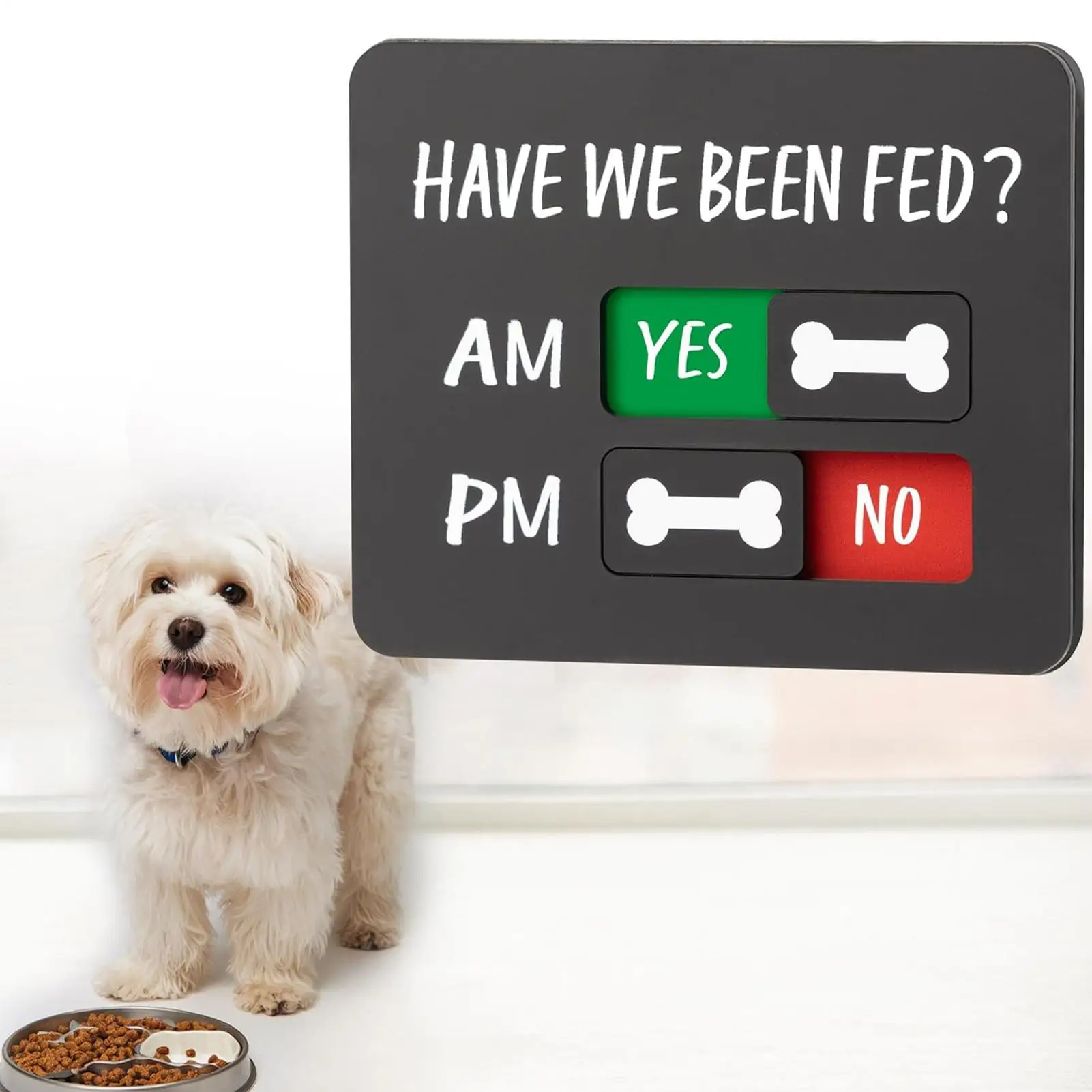 Cat Dog Feeding Reminder Sign Acrylic Pet 2 Meals Feed Reminder Hanging Ornament Indication Charts Magnetic Fridge Magnet