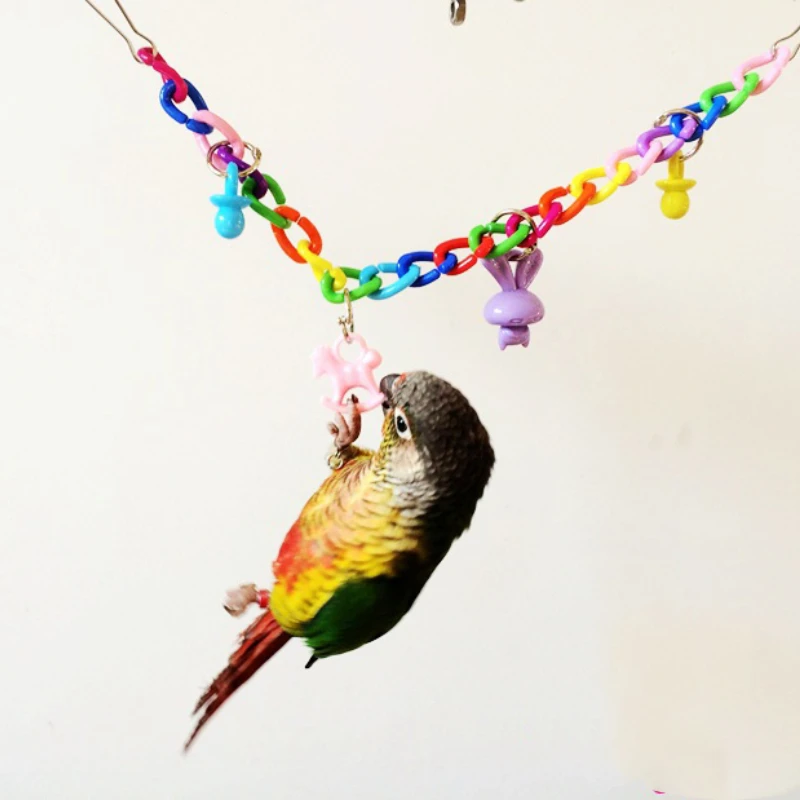 Parrot Colorful Acrylic Bridge Cage Bird Funny Toy Hanging Accessories Swing Toys Chain Exercise Parrot Bird Toys Supplies