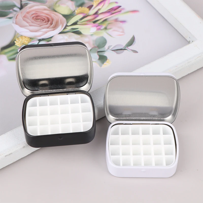 Portable Empty Watercolor Tin Box 12/24 Grids Mini Watercolor Paint Palette Travel Painting Paint Tray Art Supplies