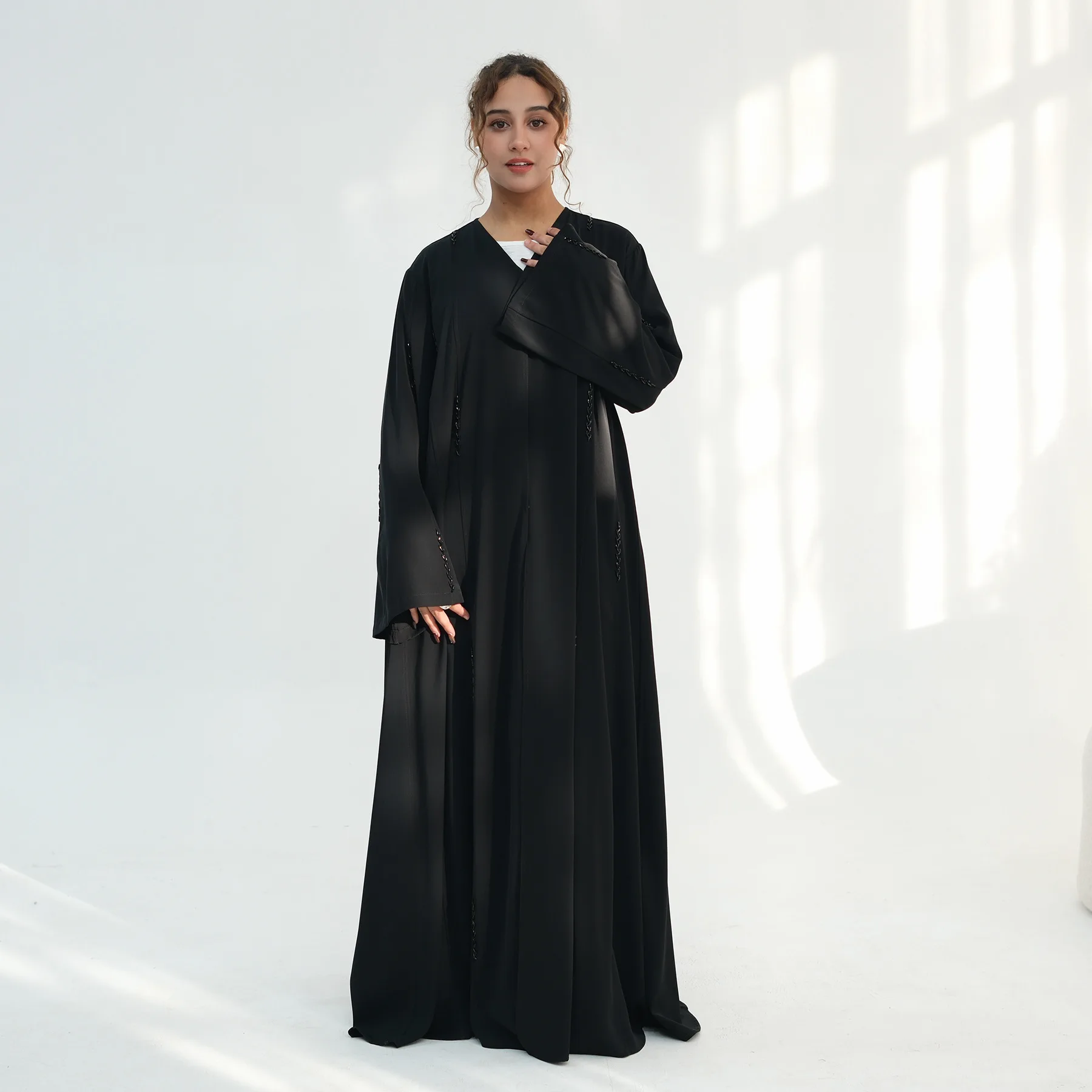 Dubai Perlen Abaya Türkei Kaftan für muslimische Frauen offene Kimono Strickjacke Kebaya Jalabiya bescheidene Islam Kleidung Robe Kaftan Arabisch