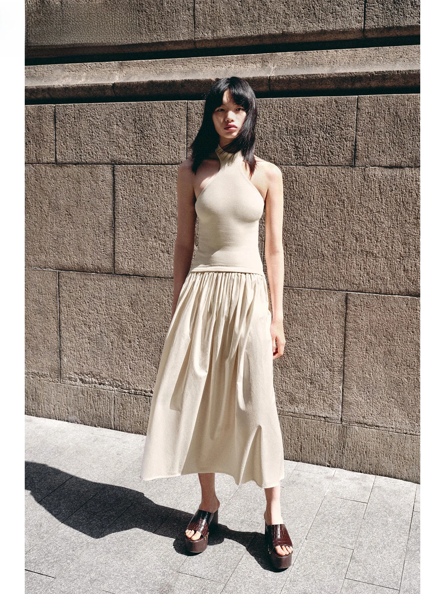 ZAPRHA Summer 2025 Ele Slim Fit Patchwork ter Ne Bal Strap Dr Sli Casual Svel Women's Gown