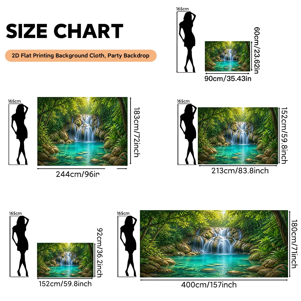 Luxury Tropical Waterfall Tapestry Wall Hanging Jungle Backdrop Cloth Polyester Print for Home Decoration Party Decor Waterproof