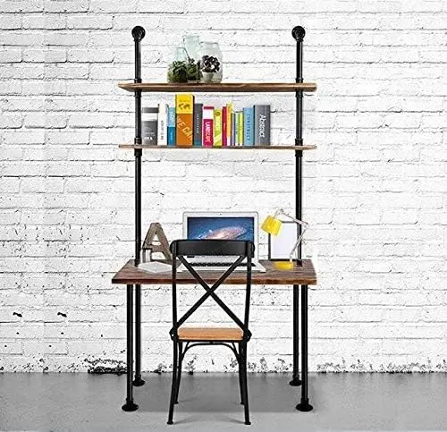 Diwhy Computer Desk With Storage Shelves,Home Office Writing Desk,Bookshelf Laptop Desk, Industrial Style Office Decor,Studying