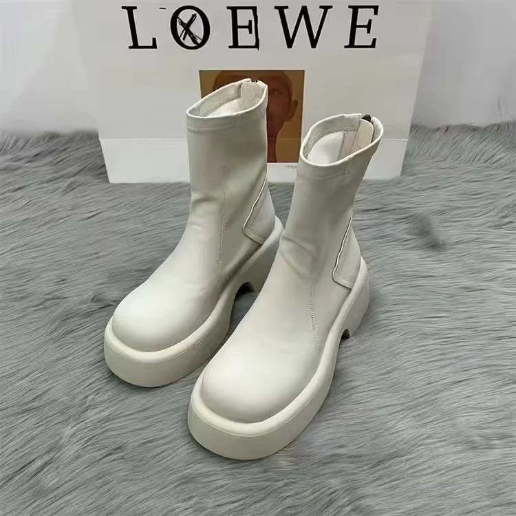 2023 Autumn Winter New Women Platform Ankle Boots Thick Sole Slip on Sock Boots Woman Elegant Chunky Chelsea Boots Women