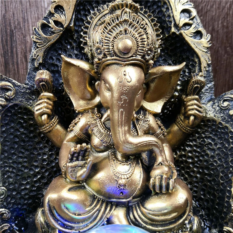 Lucky Ganesha Statue Elephant Hindu God of Success Resin India Idol Desktop Water Fountain Perfect Gifts for Wedding and Diwali - view 3