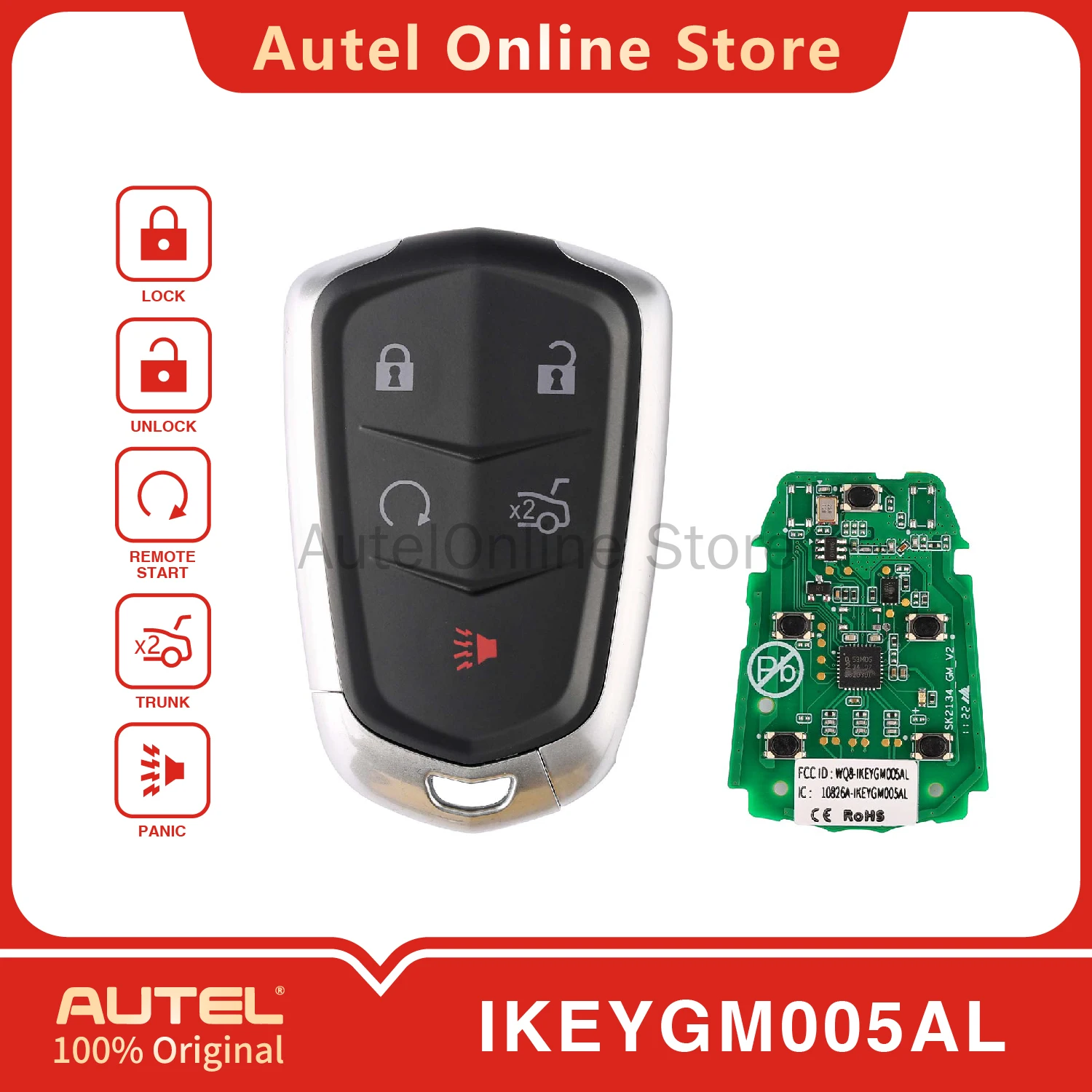 

AUTEL IKEYGM005AL 5 Buttons Universal Smart Remote Key for KM100/IM508/IM608 for GM/Cadillac