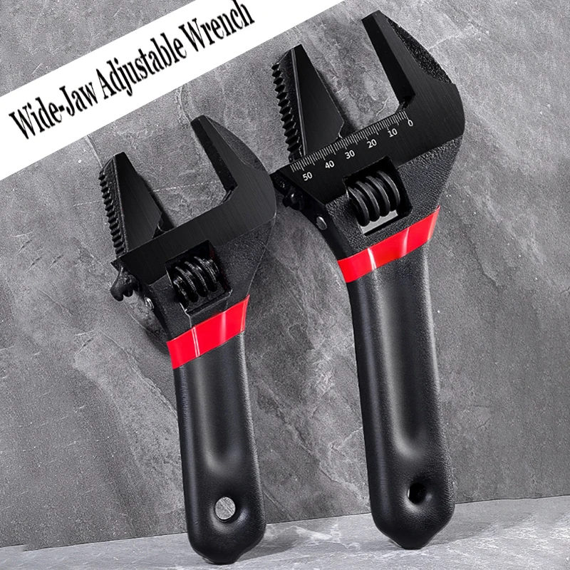 

6/8-inch Wide-Jaw Adjustable Wrench with Short Handle - Dual Grip Adjustable Spanner for Pipes & Nuts〔YY33〕