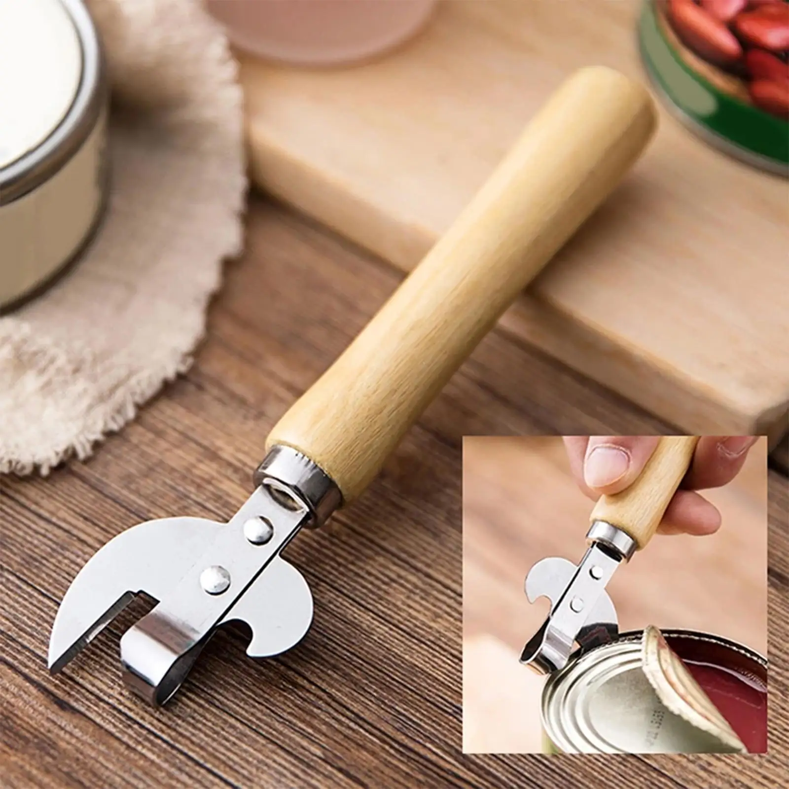 Can Opener Stainless Steel Handheld Can Opener Wine Opener for Restaurant