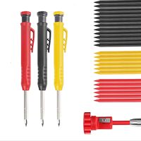 Deep Hole Woodworking Scribing Pen with Built-in Sharpener and Refill Lead Professional Marking Adjustable Pencil Tool