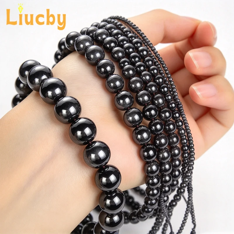 Großhandel Natürliche Runde Lose Hämatit-Perlen für DIY Schmuckherstellung Armbänder Halsketten Verschiedene Größen 1 mm bis 14 mm 15 Zoll Stränge – Detail 6