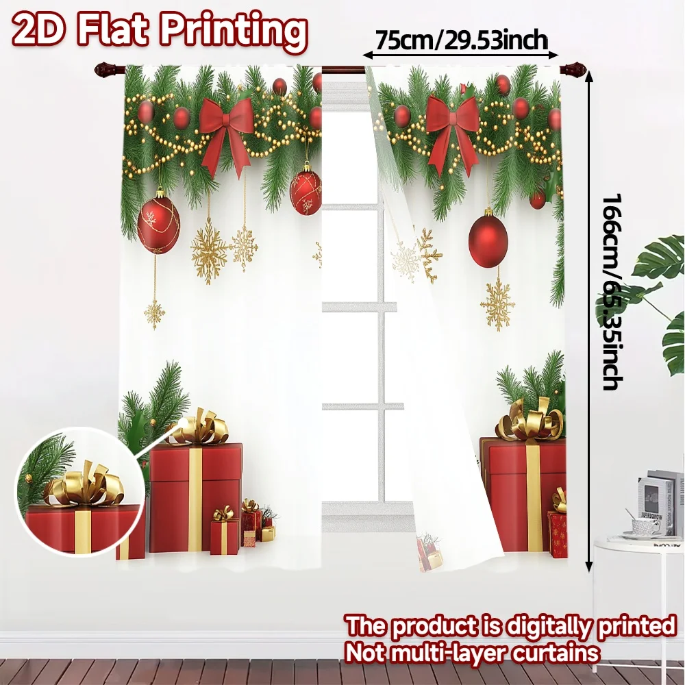 2pcs,Curtains Christmas ornaments gifts holiday season (2) Popular Fashionable Curtains Versatile Polyester Fabric Curtains Art