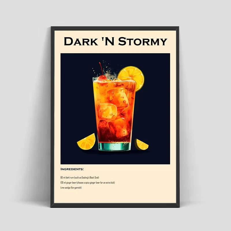 الطراز القديم كوكتيل المشروبات Negroni Mojito الملصقات الرجعية Aperol Spritz قماش يطبع جدار الفن اللوحة صور بار المطبخ #2