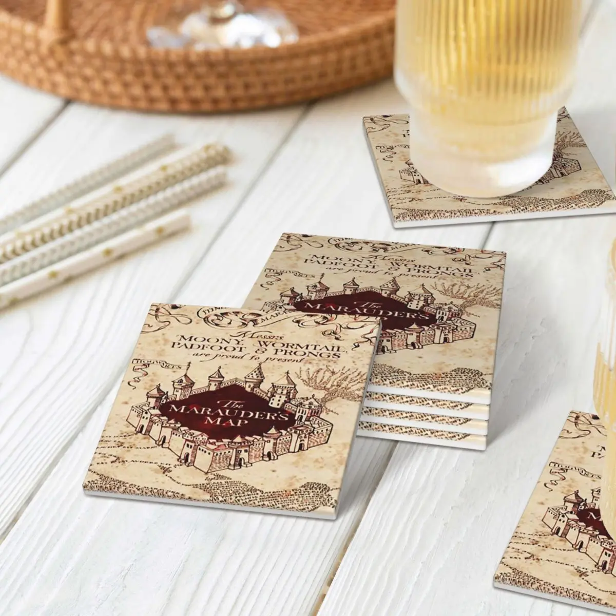 

Подставки Marauders Magic Map, керамика, горячий коврик, украшение стола и аксессуары, посуда для кухни, обеденный стол, коврик, кофейный коврик