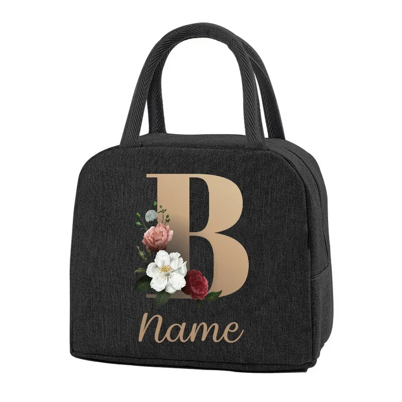 Bolsa de almuerzo con nombre personalizado, fiambrera funcional, bolsa Bento aislada portátil, bolsas térmicas para comida de Picnic, regalos para