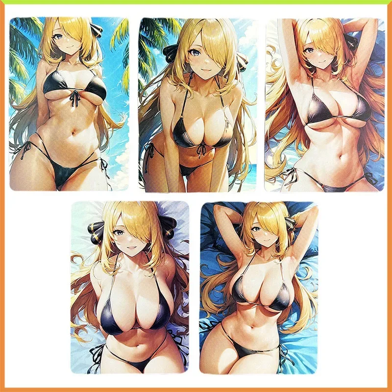 

Anime Goddess Story ACG DIY Pokemon Laser Tabletop Games Cards Cynthia Toys for boys Collectible Card Christmas Birthday Present