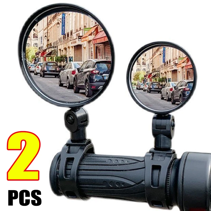 

2pcs/set Bicycle Auxiliary Rearview Mirror Adjustable Rotate Wide-Angle Convex Mirror Handlebar Mount Cycling Rear View Mirrors