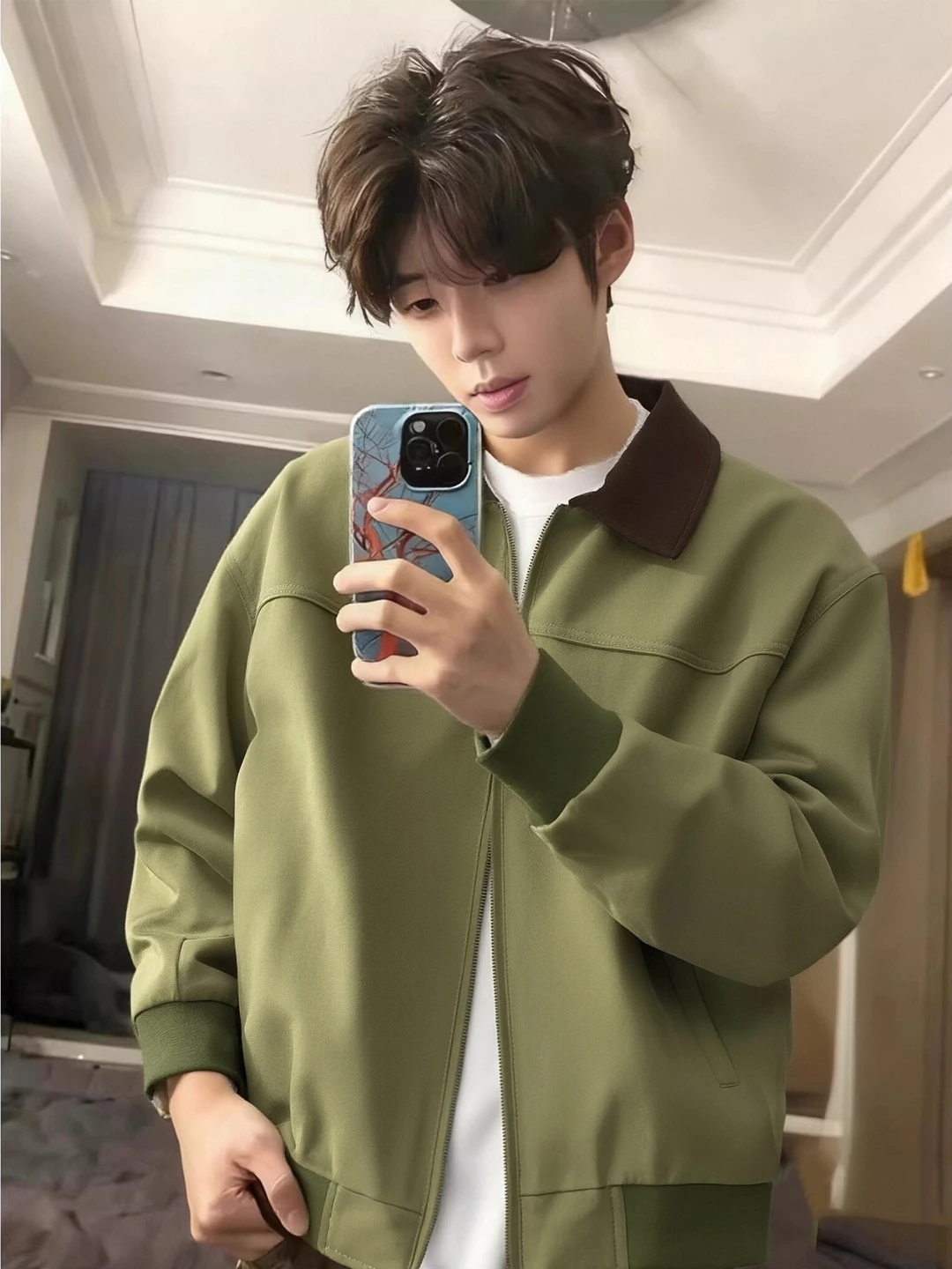 

Мужская утепленная бейсбольная куртка Olive Green в стиле ретро, осенне-зимняя, хлопковая, рабочая одежда, в стиле Детройт, американская куртка