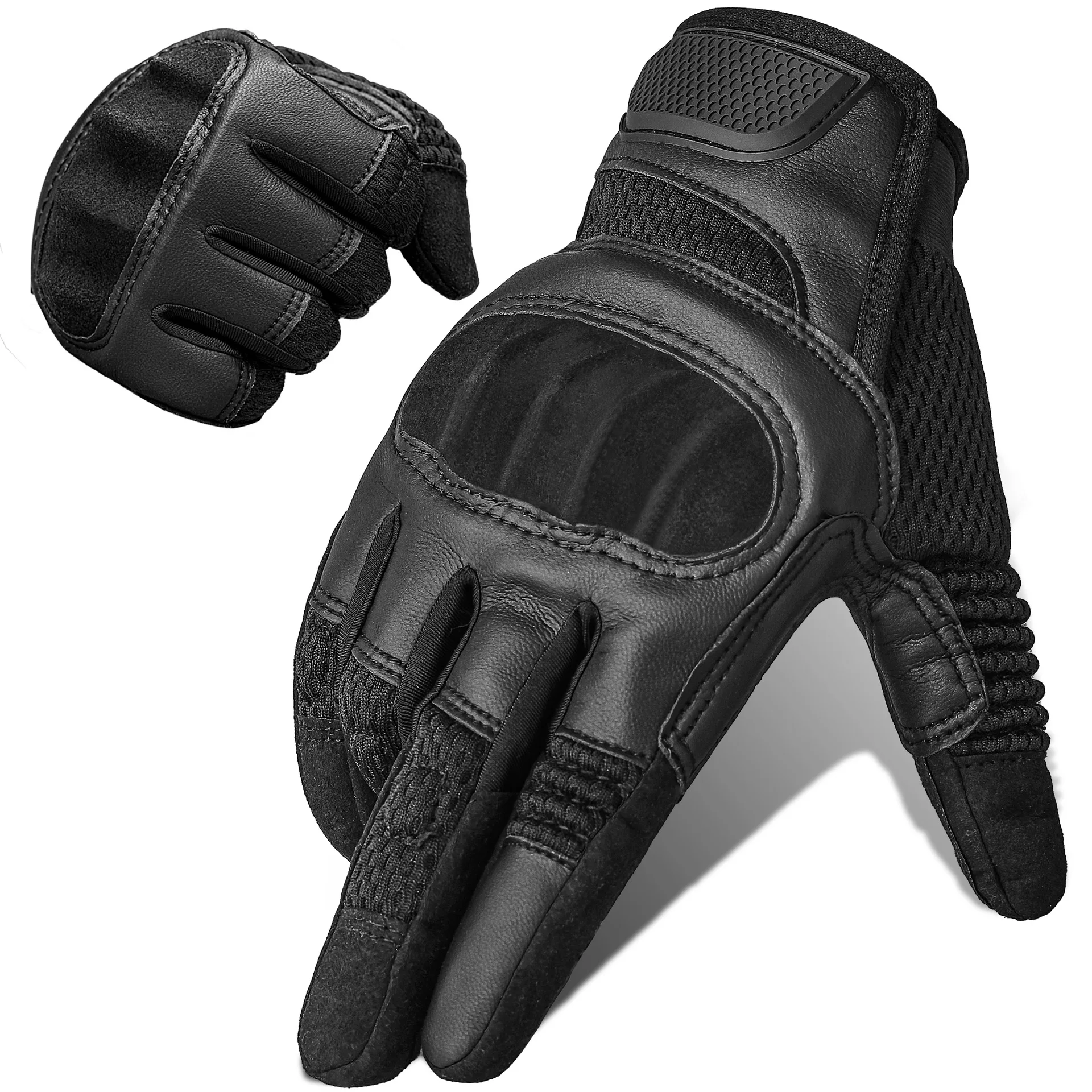 PU Leather Tactical Gloves Touch Screen Cycling Hard Shell Hiking Combat Hunting Airsoft Driving Bicycle Anti-slip Bike Mittens