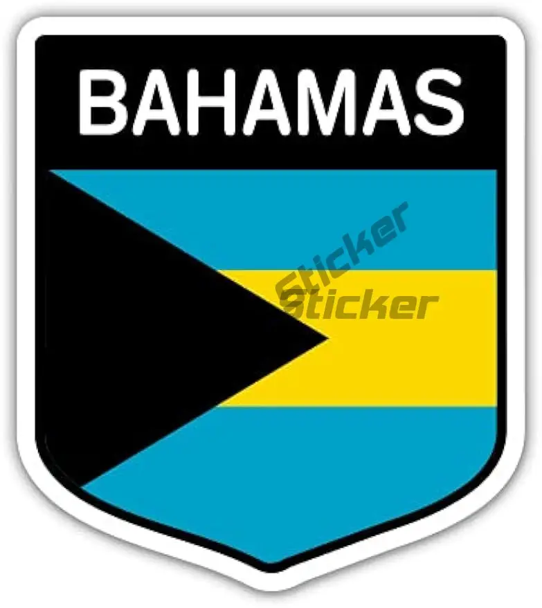 

Kamalame Cay Bahamas Flag Shield Vinyl Sticker Bahamas Coat of Arms Soccer Victory BHS Rear Window Occlusion Scratch Exterior