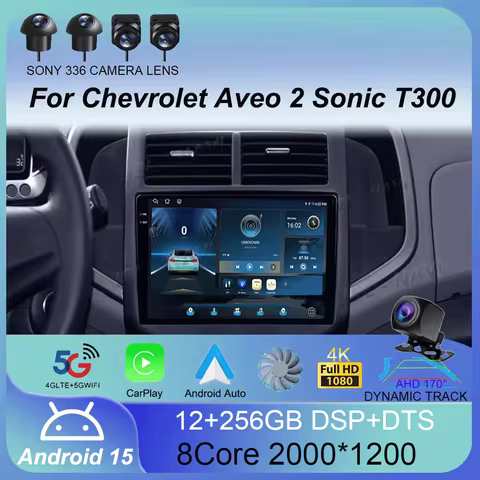 Android 15 CarPlay Auto Car Radio Multimedia Player For Chevrolet Aveo 2 Sonic T300 2011-2015 Navigation GPS 2din Stereo Audio