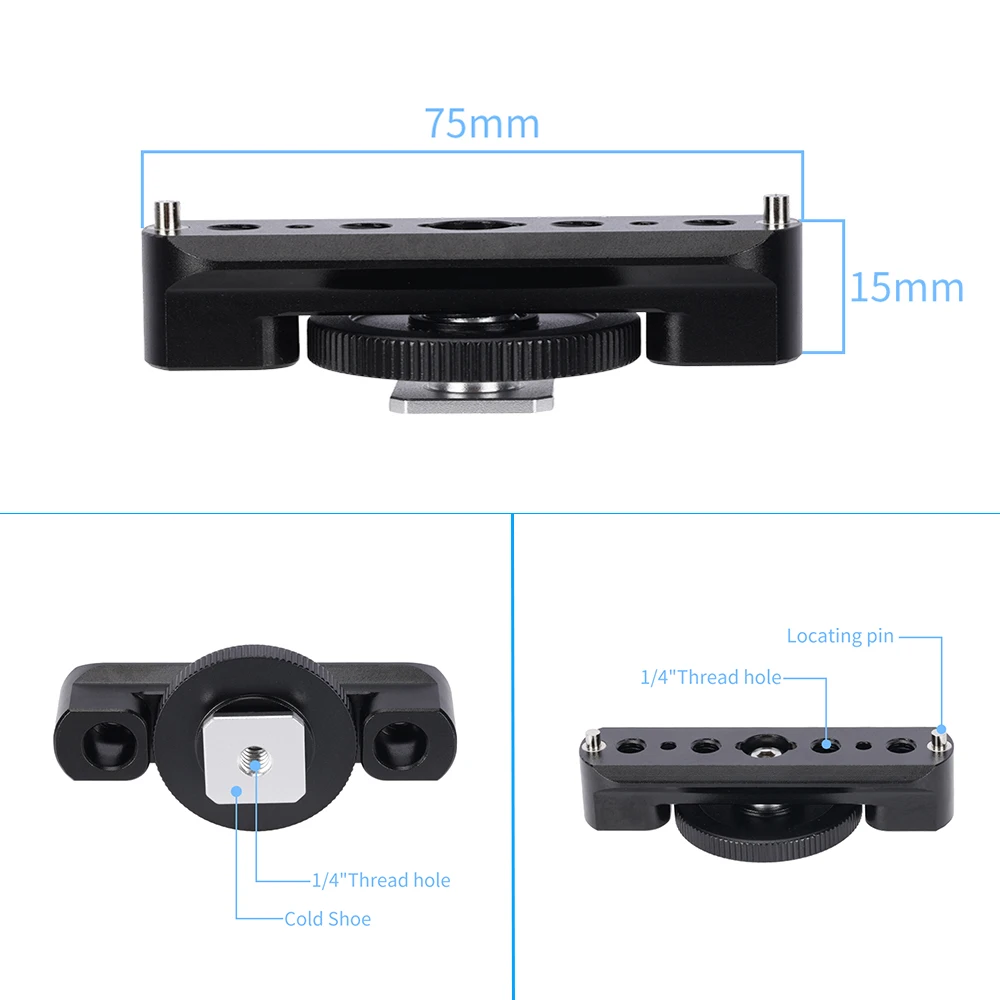 Niceyrig Nato Rail to Cold Shoe Adaptor with Dual Positioning Pins - 75MM Aluminum Extension Bar