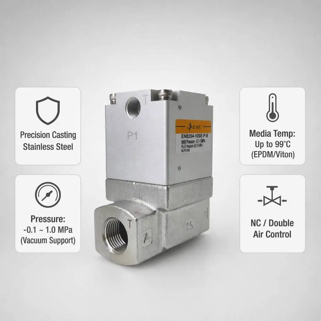 Compact Stainless Steel Solenoid Valve for Semiconductor Industry 2 Position 2 Way High Frequency Fluid Control Valve