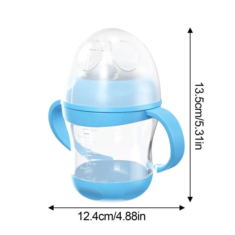 Cangkir Sippy dengan pegangan 160ml, cangkir minum silikon balita bertutup ergonomis pegangan botol cerat aman untuk mesin cuci piring