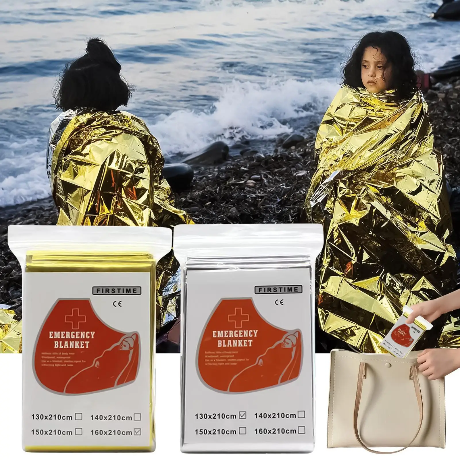 Thermal Blankets Survival Windproof Thermal Cover Portable Reflective Windproof Blanket For Camping Tornado Disaster Homeless