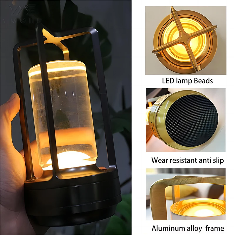 Nordic style Night Light Led Table Lamp Mood Light Decoration USB Rechargeable Dining Bar Restaurant  Camping Outdoor Desk Light