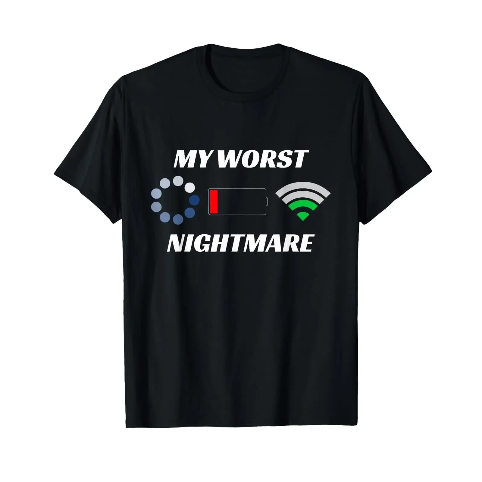 My Worst Nightmare WiFi Low Batt Funny Gamer T Shirt vintage Washed Comfortable homme graphic Top For Everyday Wear fashion