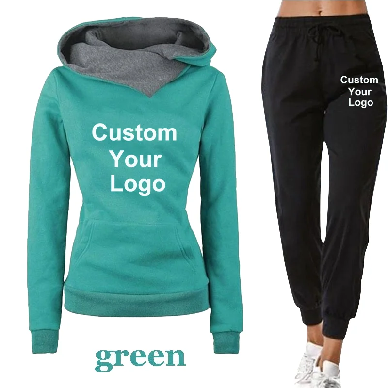 New Tracksuit for Women Custom Your Logo Clothes Two Piece Set Hoodie Sweatshirt Top and Pants Casual Ensemble Femme Suits