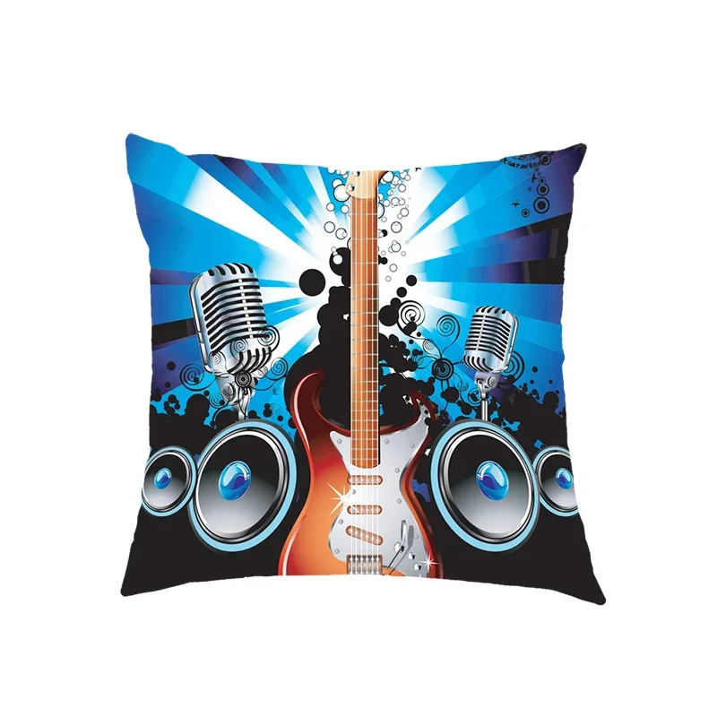 Fashion Music Note Print Cushion Covers Guitar Piano Pillowcases Home Bedroom House Office Square Pillowcase Throw Pillow Cover