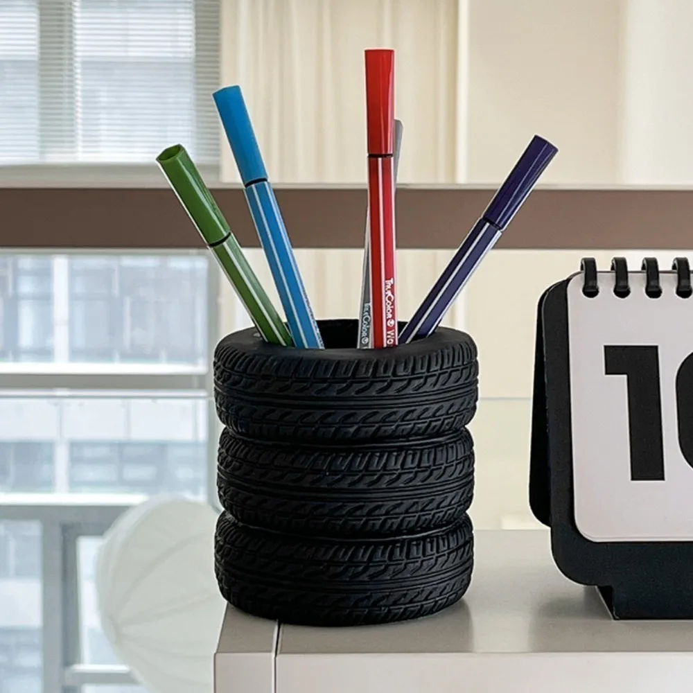 1PC Creative Tyre Shape Pen Holder - Unique Desktop Utensils Storage Box,Tyre Design,Make Your Desktop More Neat and Beautiful!