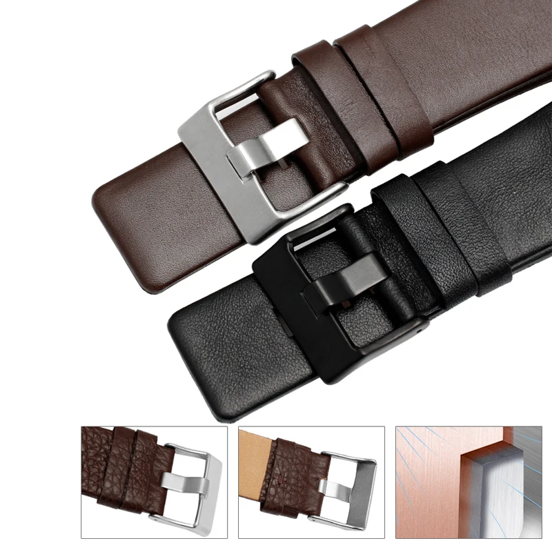 Genuine Leather Notch Watch Band for Diesel DZ1216 DZ1273 DZ4246 DZ4247 DZ287 Watch Bracelet Mens Watchband Wristwatches Strap