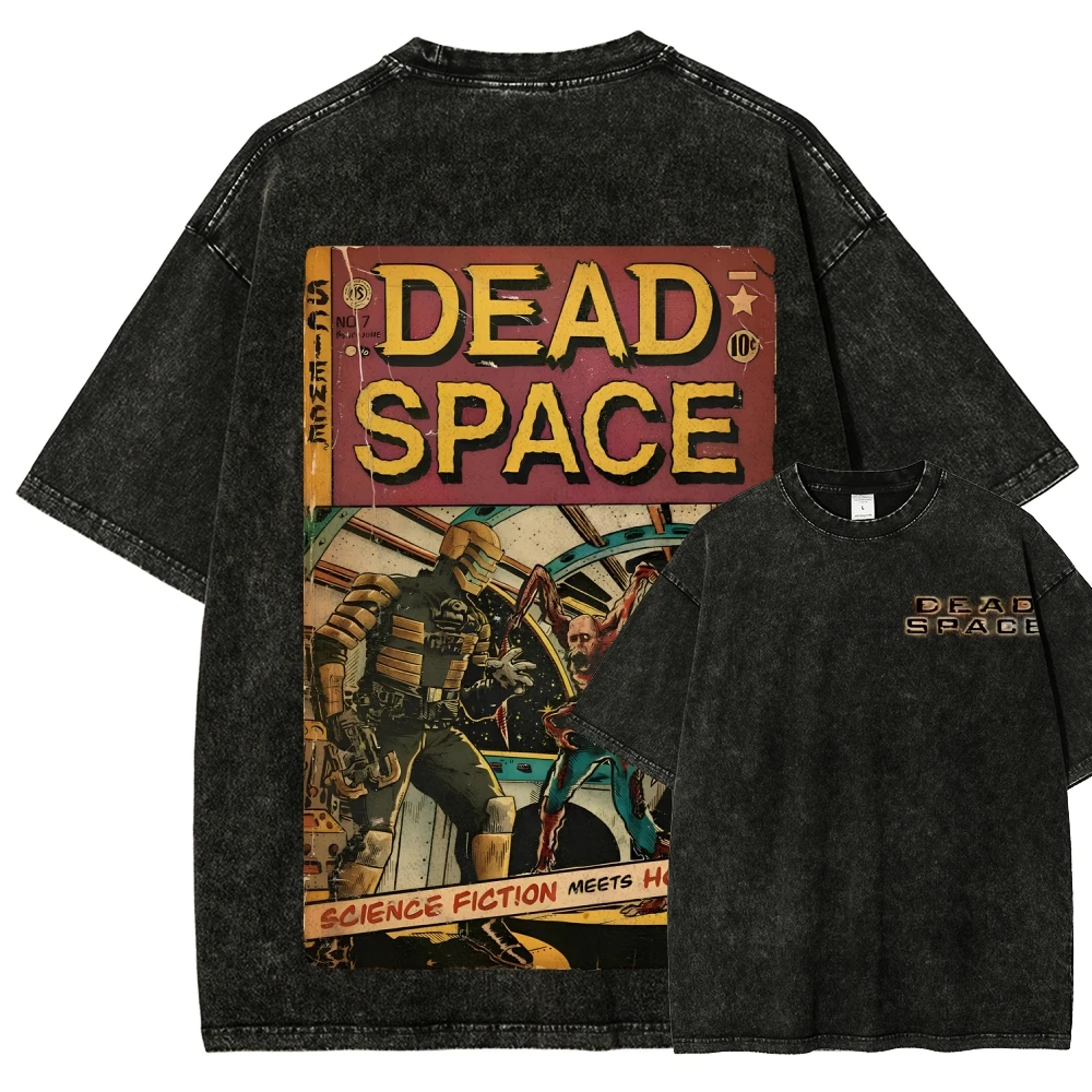 Dead Space Game T-Shirt Vintage Washed Y2K Ästhetik Unisex Oversized Kurzarm Sommer Baumwolle Retro Streetwear 2026 Heißer Verkauf – Detail 5