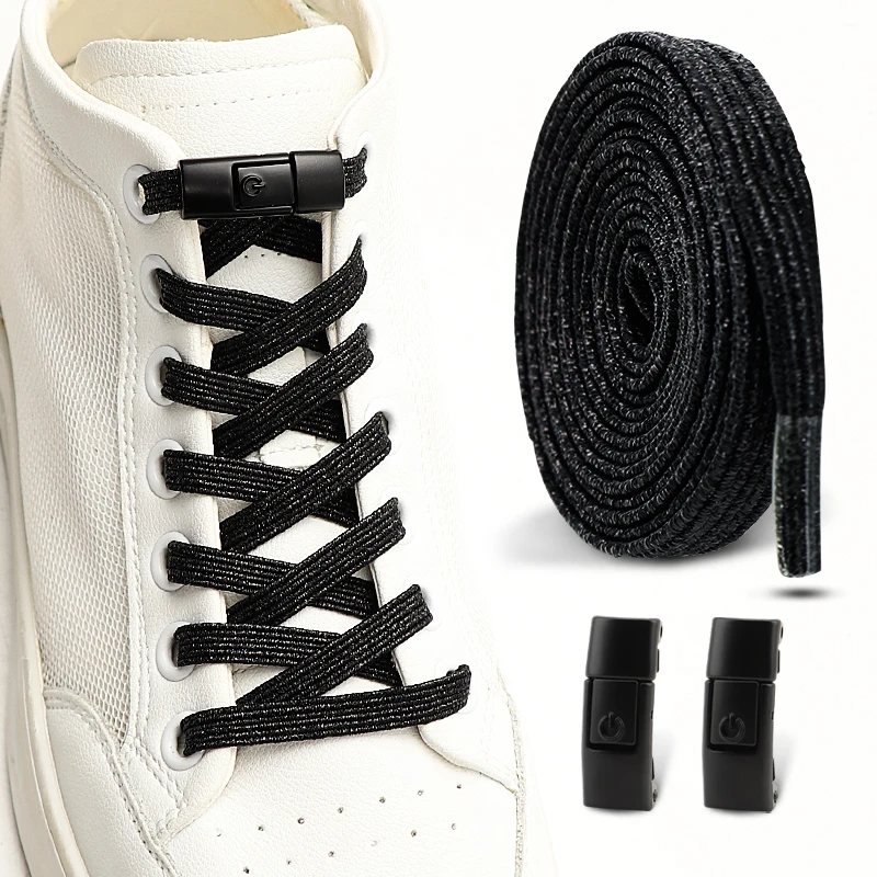 Kleurrijke glitter veters zonder strikken, elastische veters, sneakers, diamanten slot veters zonder strikken, platte veters, schoenaccessoires