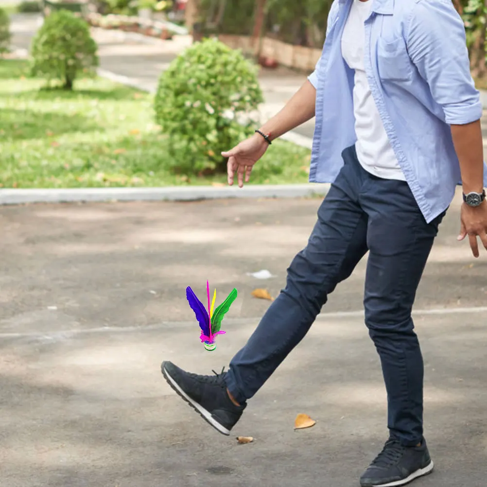 

10pcs Shuttlecock Colorful Kicking Toy Goose Plume Feathered Oxford Base Child Coordination Sports Game