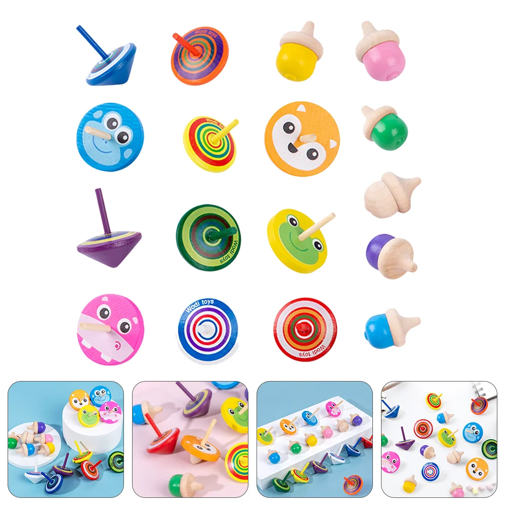 

Wooden Spinning Top Baby Toys Gyro for Kids Plaything Flash Jacket Rotating Creative Child Giroscope