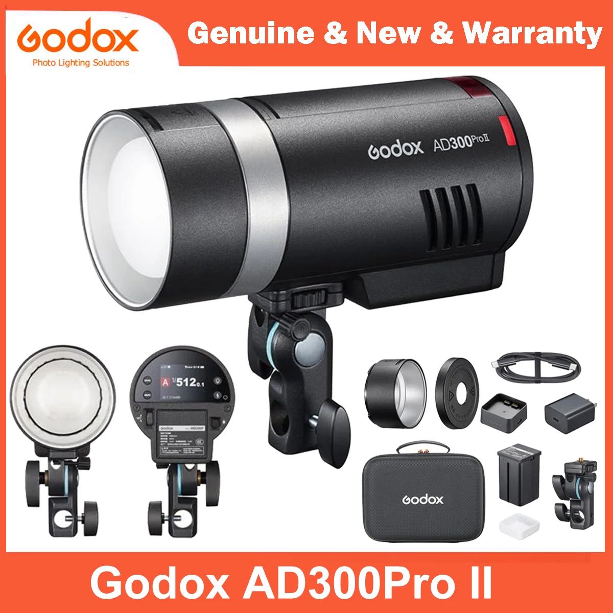 Godox AD300Pro II 300Ws Outdoor Flash TTL HSS 1/8000s 2.4G Wireless Strobe with Rechargeable Battery for Canon Sony Nikon Fuji