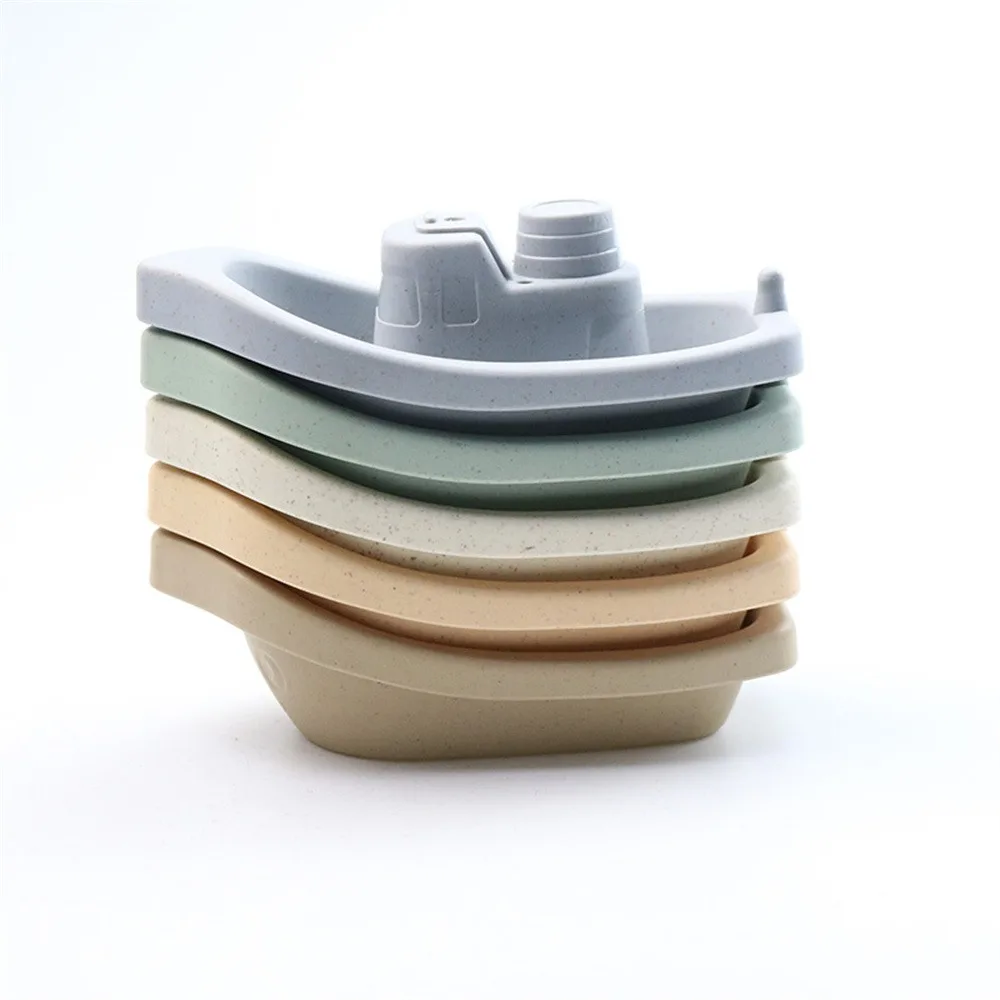 Baby Bath Toys Stacking Boat Toys Colorful Early Education Intelligence Gift Boat-shaped Stacked Cup Folding Tower Baby Toys