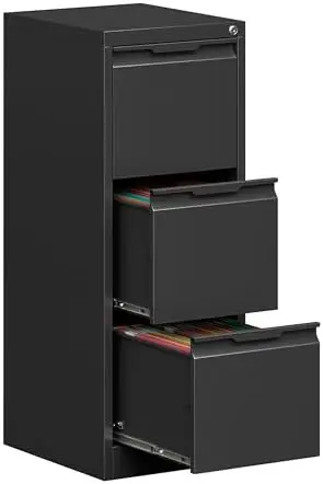 3 Drawer File Cabinet with Lock,Vertical Filing Cabinets for Home Office,Heavy Duty Metal File Cabinet for Hanging
