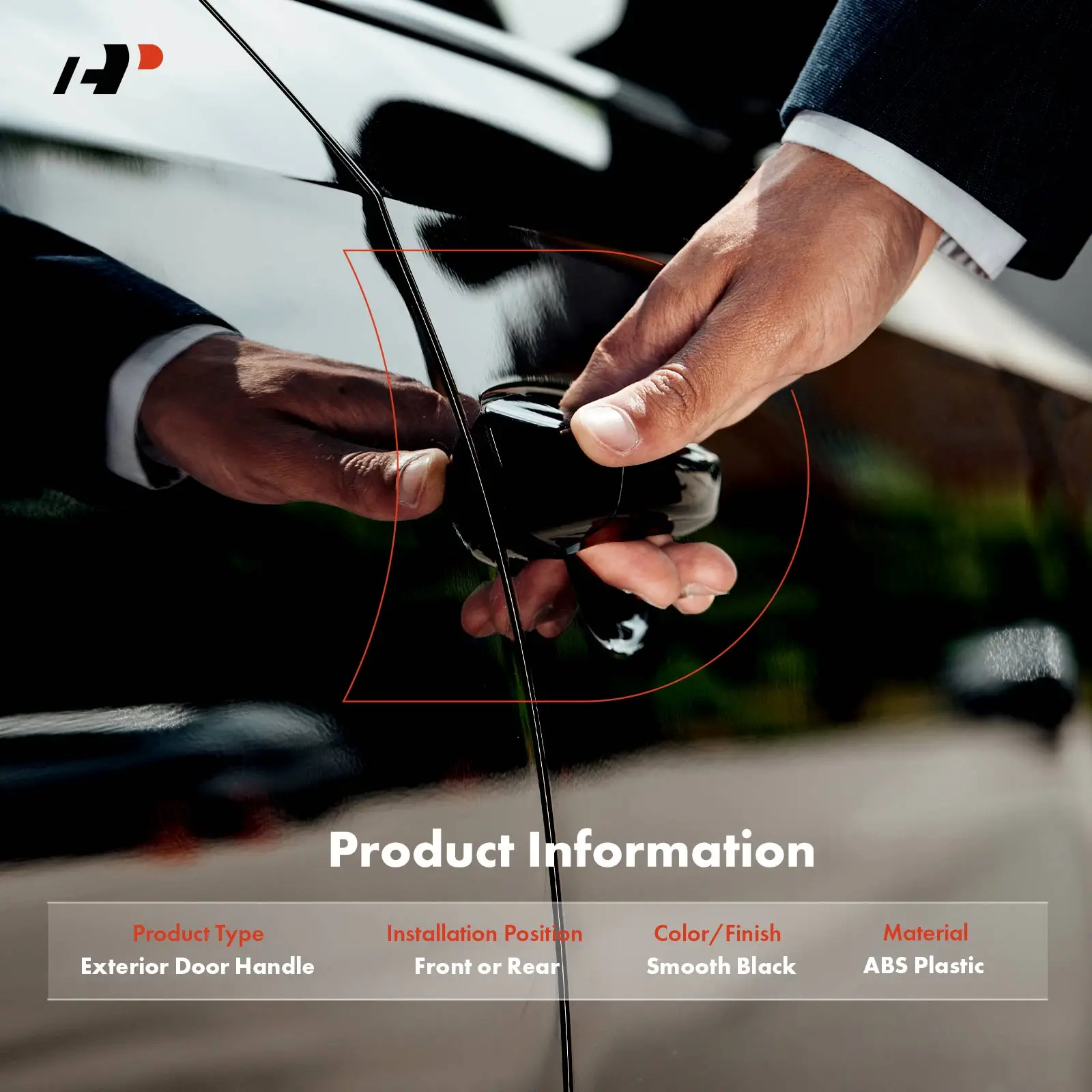A-Premium Front or Rear Smooth Black Exterior Door Handle & Cover for Kia Forte 2010-2013