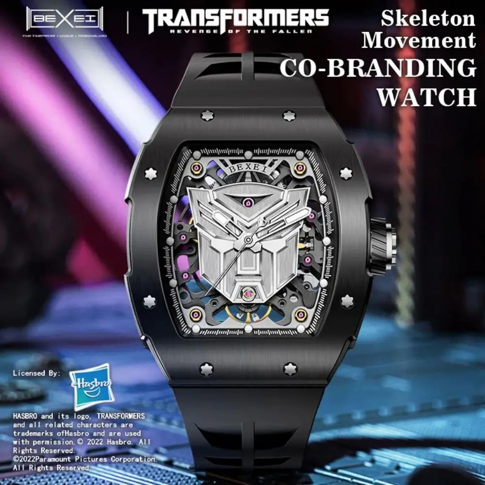 BEXEI 9119 Automatic mechanical men watch CO-BRANDING Transformers 80 Hours Power Barrel shaped Sapphire Mirror luminous Watch