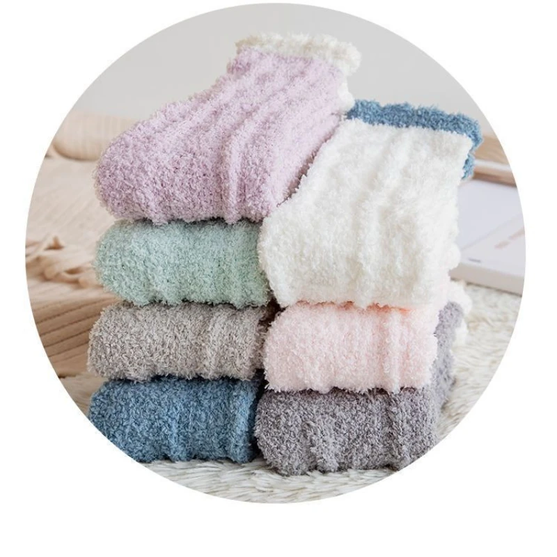 

7 Pcs Set Women's Coral Fleece Socks for Winter Cute Thick Sleep & Floor Wear Socks Warm Knee-high Socks for Halloween