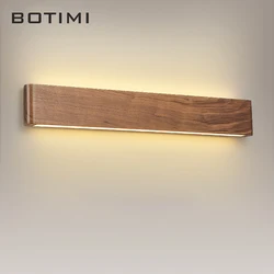 BOTIMI Modern Walnut Wood Wall Lamp For Bedroom Bedside Nordic Wall Sconce Background Wall Aisle Lights Wooden Reading Luminaire