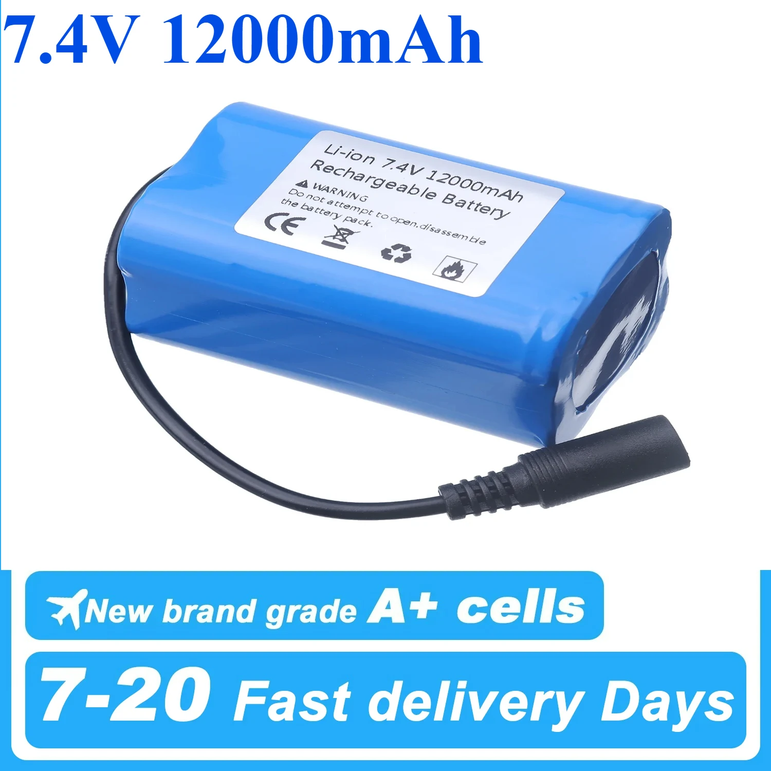 

7.4V 12000mAh Battery with USB Charger For T188 T888 2011-5 V007 C18 H18 Remote Control RC Fishing Bait Boat Spare Battery Parts