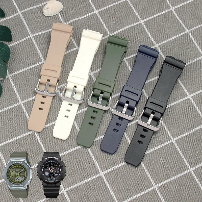 Resin TPU Quick-Release Watch Strap Black Blue Green White for Casio Women's G-SHOCK Octagonal Oak GM-S2100 Model 16mm
