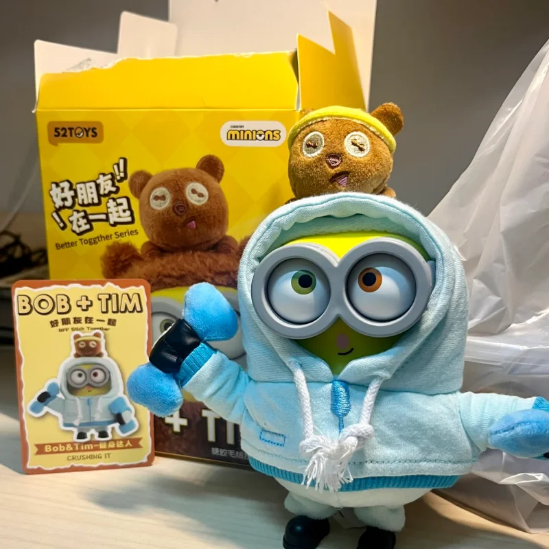 52toys Authentic Minions Bob Tim Hoodie Outfit Blind Box Plush