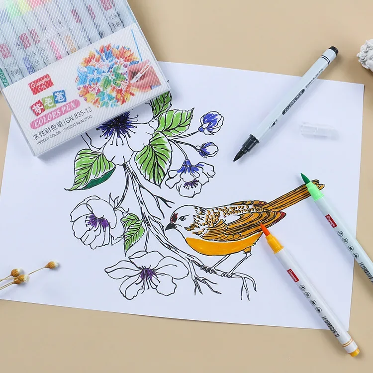 

Guangna 835-12 watercolor marker pen water-based soft head color suit hand painting hand account DIY hand transcribing brush